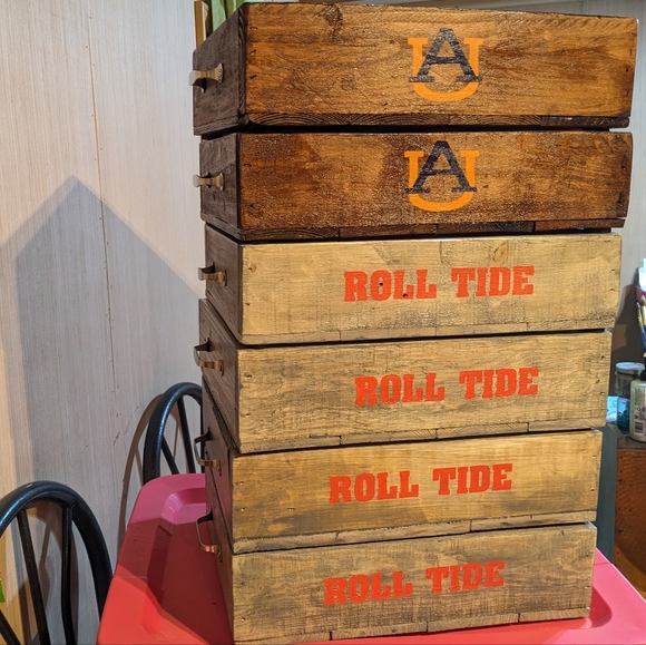 Wood Carry Casserole Pans Tailgate Handmade Handcrafted Boxes w/ metal h… - Picture 2 of 5